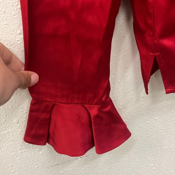 Rebecca Taylor red satin blouse with bell sleeves size 6 NEW #719 - Picture 2 of 9